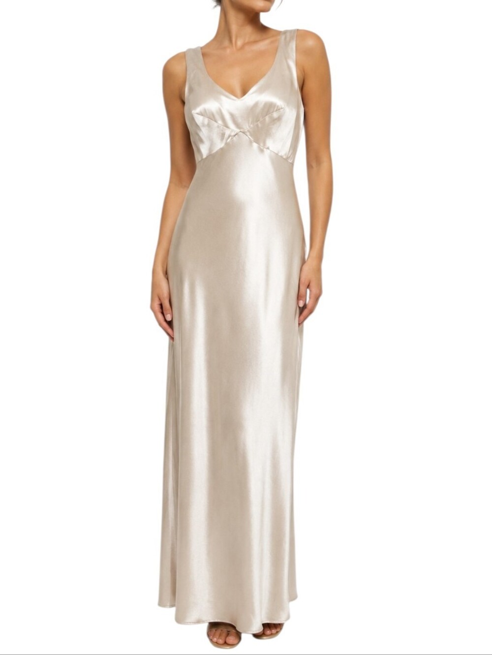 Rampage Vintage 90s Champagne Satin Babydoll Maxi Slip Dress 5 Y2K Cream